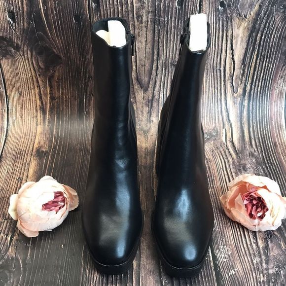 Aqua Black Leather Boots 9M - Picture 2 of 8